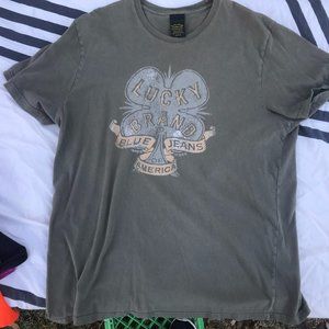 LUCKY BRAND BLUE JEANS MEN'S GREEN T-SHIRT MENS L TEE MEN'S GRAY